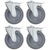 vidaXL Ruote Girevoli con Foro per Bulloni e Doppio Freno 4 pz 125 mm