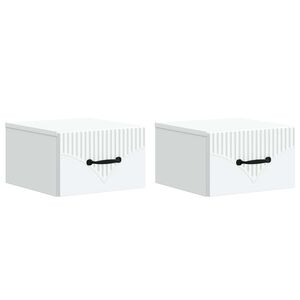 vidaXL Mobiletto da notte a muro 2 pcs Bianco 34,5 x 33 x 20 cm