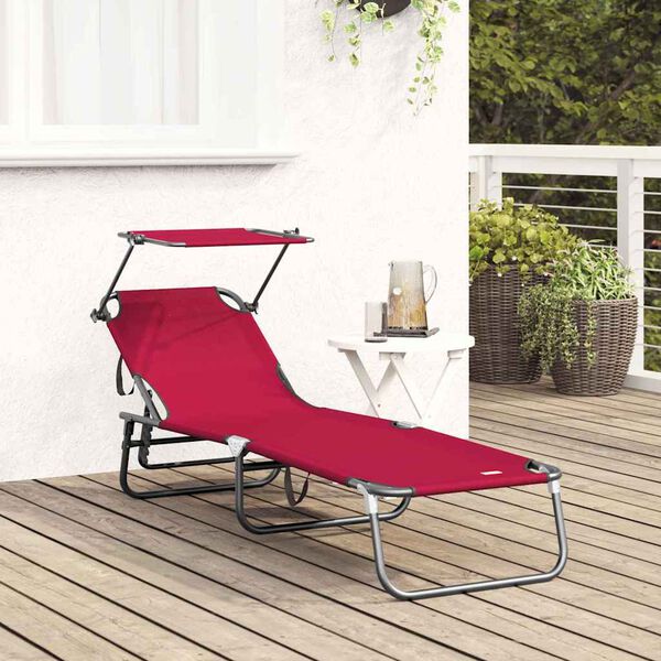 vidaXL Lettino prendisole pieghevole Rosso 190 x 57 x 81 cm Oxford