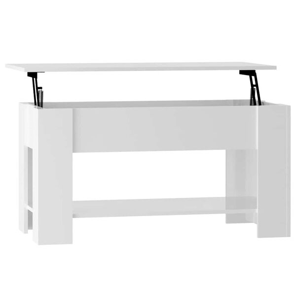 vidaXL Tavolino Salotto Bianco Lucido 101x49x52 cm Legno Multistrato
