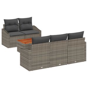 vidaXL Set Divano da Giardino con cuscino 6 pcs Grigio polyrattan