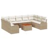 vidaXL Set Divano da Giardino 10 pz Beige e Crema polyrattan