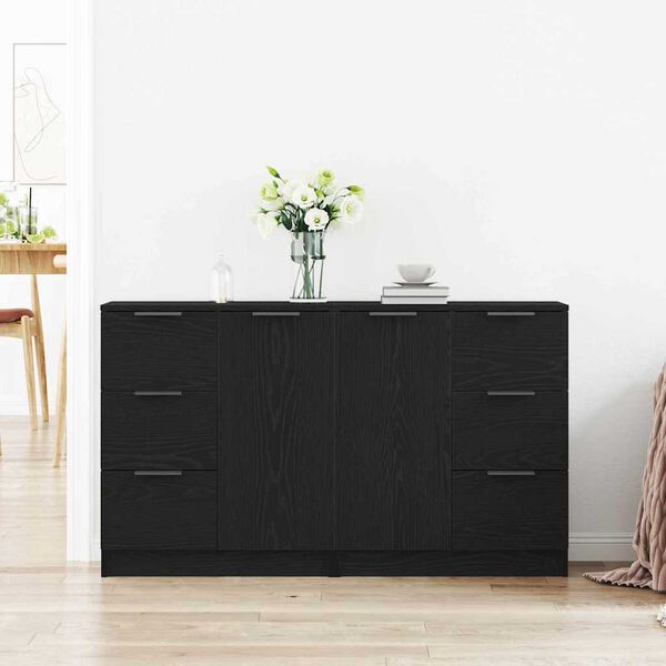 vidaXL Credenza Rovere Nero 120 x 30 x 70 cm Legno multistrato
