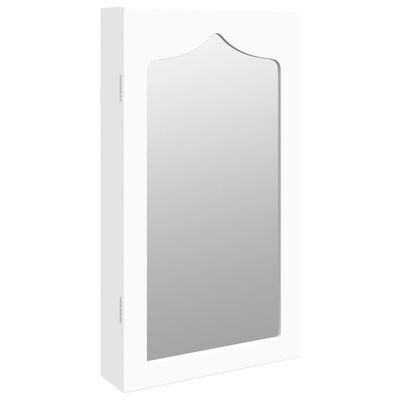 vidaXL Armadio Portagioie con Specchio a Muro Bianco 37,5x10x67 cm