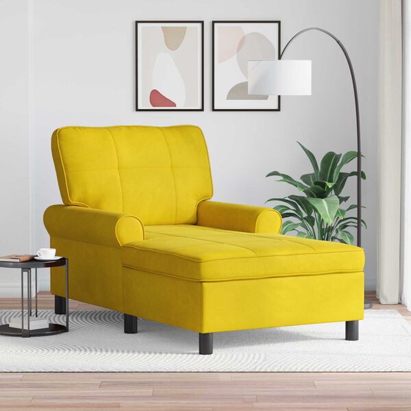 vidaXL Chaise Lounge con cuscino Giallo 91 x 157 x 91 cm Velluto