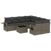 vidaXL Set Divano da Giardino 9 pz con Cuscini Grigio in Polyrattan