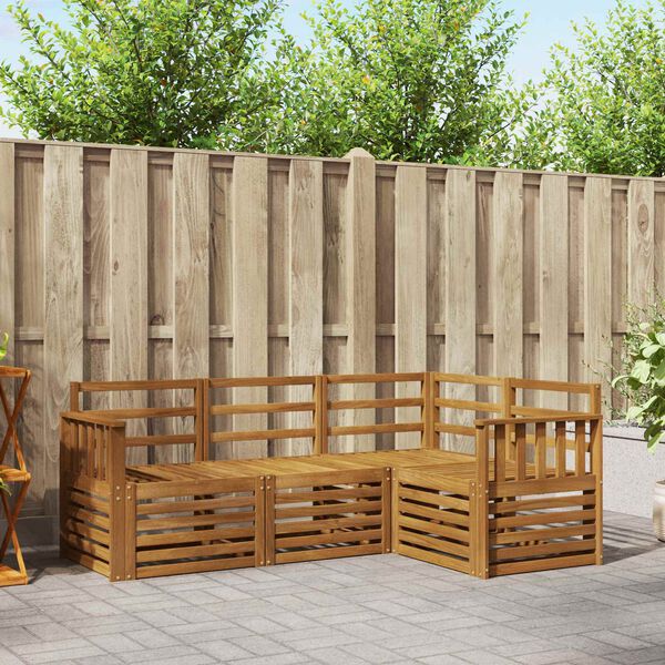 vidaXL Set divani 4 pcs Naturale Legno di Acacia Massello