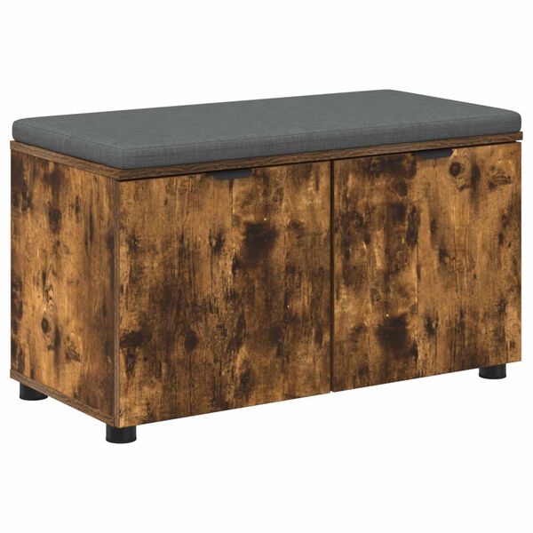 vidaXL Panca per ingresso con cuscino Rovere fum&eacute; 80 x 46 x 46 cm