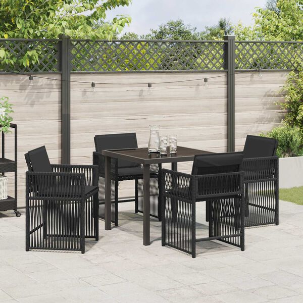 vidaXL Set da Pranzo per Giardino 5 pcs Nero polyrattan