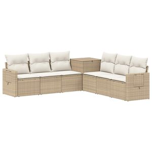 vidaXL Set di divani 7 pz Beige e Bianco Crema