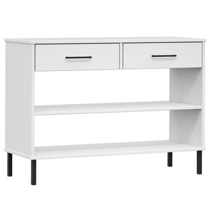 vidaXL Mobile Consolle Gambe Metallo Bianco Legno Massello Pino OSLO