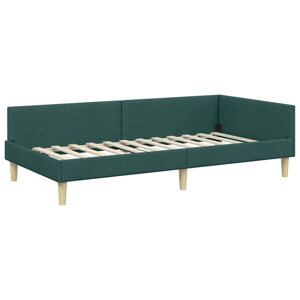 vidaXL Cornice del letto ad angolo Verde Scuro 90 x 190 cm Tessuto