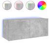 vidaXL Mobile TV a Parete con Luci LED Grigio Cemento 100x35x41 cm
