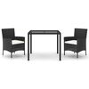 vidaXL Set da Pranzo da Giardino 3 pz con Cuscini Nero in Polyrattan