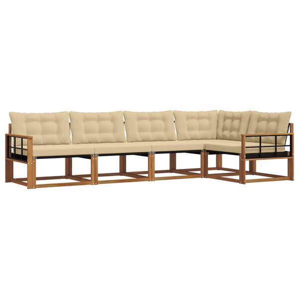 vidaXL Set di divani da esterno con cuscino 5 pcs Naturale e Beige