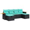 vidaXL Set Divano da Giardino 6 pz con Cuscini Nero in Polyrattan