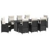 vidaXL Set da pranzo per esterni 9 pz Nero e Bianco Crema polyrattan