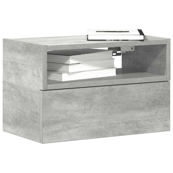 vidaXL Comodino a Muro Grigio Cemento 45x26x28,5 cm