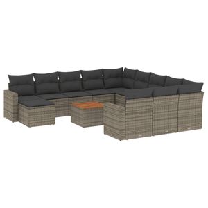 vidaXL Set Divani da Giardino 13 pz con Cuscini Grigio in Polyrattan