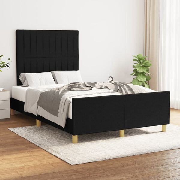 vidaXL Giroletto senza Materasso Nero 120x190 cm in Tessuto