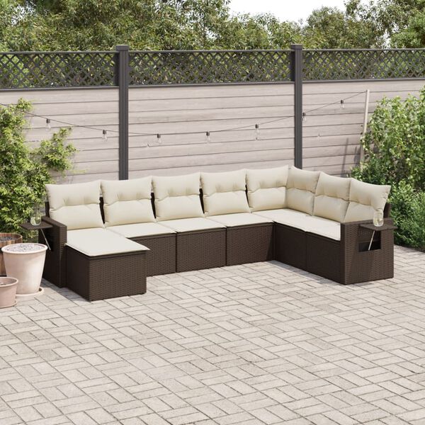 vidaXL Set Divani da Giardino 8 pz con Cuscini Marrone in Polyrattan