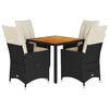 vidaXL Set da Pranzo da Giardino 5 pz Nero con Cuscini in Polyrattan