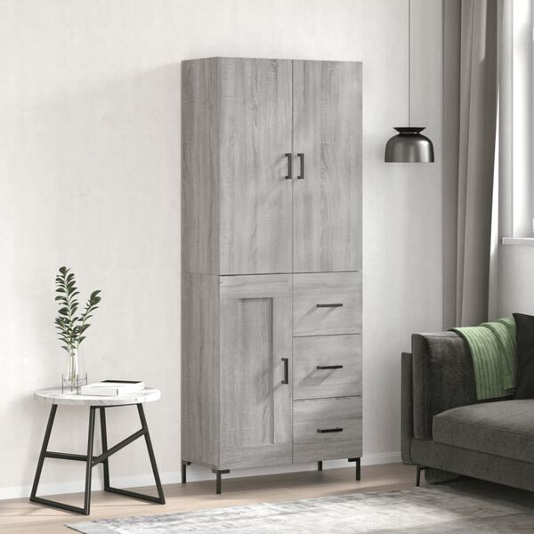 vidaXL Credenza Grigio Sonoma 69,5x34x180 cm in Legno Multistrato