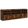 vidaXL Credenza con Luci LED Rovere Fumo 202x37x67 cm