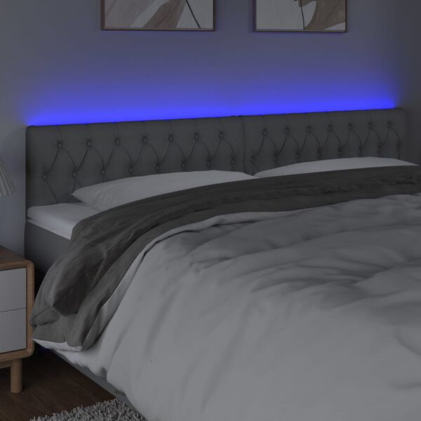 vidaXL Testiera a LED Grigio Chiaro 200x7x78/88 cm in Tessuto