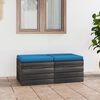 vidaXL Pouf da Giardino su Pallet 2 pz con Cuscini in Massello di Pino