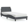 vidaXL Letto con Materasso Dover Grigio Scuro 90x200 cm in Velluto