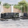 vidaXL Set Divano da Giardino con cuscino 6 pcs Nero Alluminio