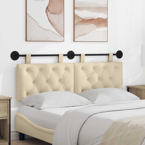 vidaXL Testata appesa Montaggio a parete Crema 150 x 55 x 7 cm Tessuto