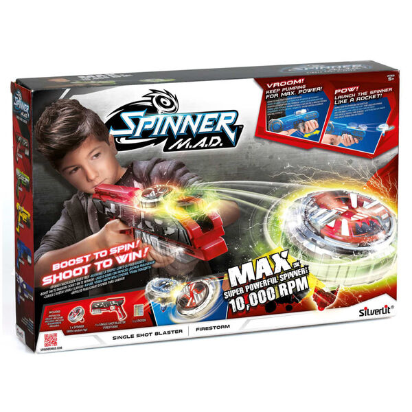 Silverlit Blaster Single Shot con Spinner Mad Firestorm Rosso