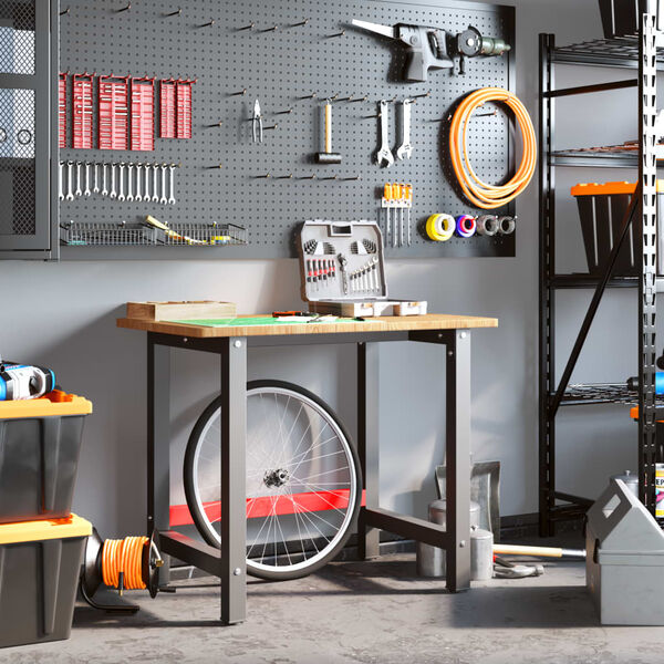 vidaXL Banco Lavoro Marrone Chiaro 100x60x81,5cm Legno Massello Rovere