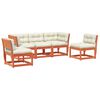vidaXL Set Divani Giardino 5pz con Cuscini Marrone Cera Massello Pino