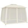 vidaXL Gazebo con Tetto Doppio e Pareti Rete Crema 2,93x2,93 m Acciaio