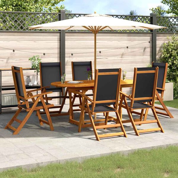 vidaXL Set Pranzo da Giardino 7pz Legno Massello di Acacia e Textilene