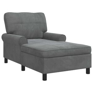 vidaXL Chaise Lounge con cuscino Grigio scuro 91 x 157 x 91 cm Velluto
