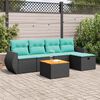 vidaXL Set Divano da Giardino 6 pz con Cuscini Nero in Polyrattan