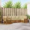 vidaXL Set divani 7 pcs Naturale e Beige Legno di Acacia Massello
