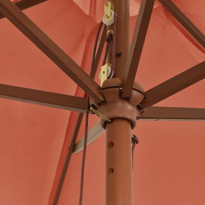 vidaXL Ombrellone da Giardino con Palo in Legno Terracotta 299x240 cm