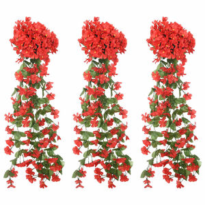 vidaXL Ghirlande Fiori 3 pz Rosso 85 cm
