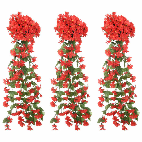 vidaXL Ghirlande Fiori 3 pz Rosso 85 cm