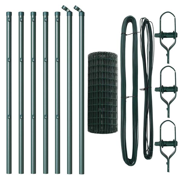 vidaXL Recinzione con Posto Verde 0,8 x 10 m Acciaio e PVC