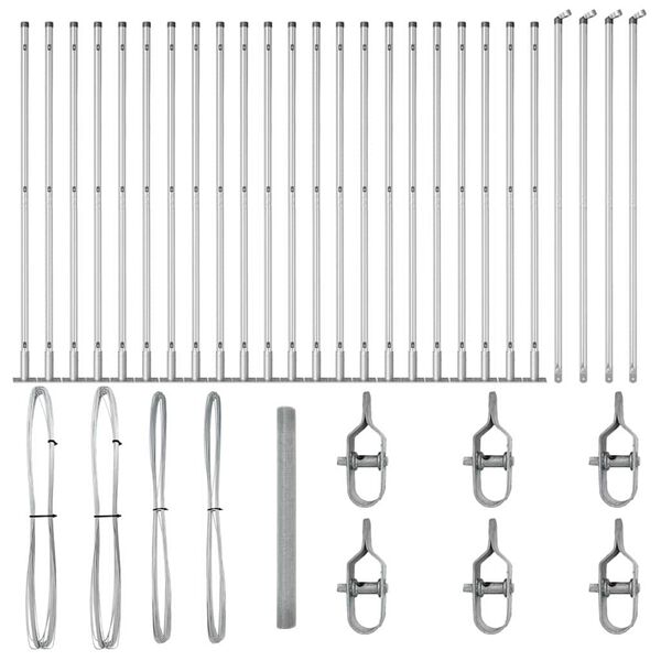 vidaXL Recinzione con pali. Argento 1.4 x 50 m Acciaio