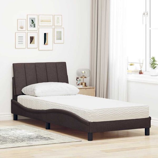 vidaXL Letto con Materasso Hanko Marrone Scuro 90x200 cm in Tessuto