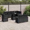 vidaXL Set Divani da Giardino 9 pz con Cuscini Nero in Polyrattan