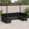vidaXL Set Divano da Giardino con archiviazione 9 pcs Nero polyrattan