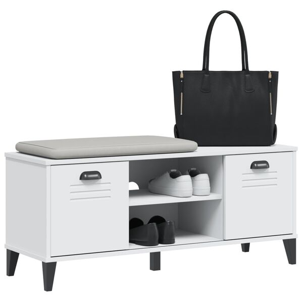 vidaXL Panca Portascarpe VIKEN Bianca 106x35x45 cm Legno Multistrato